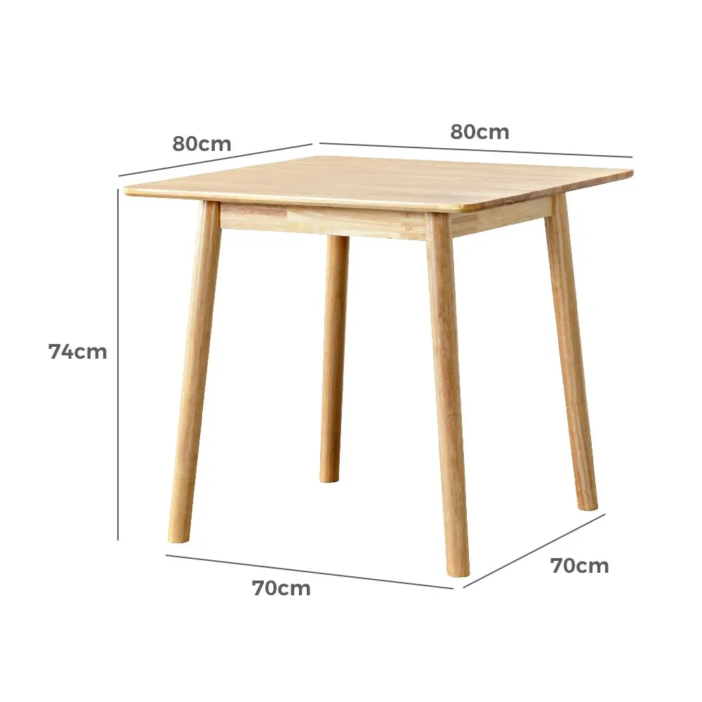 Furb Dining Table Wooden Frame Rectangle Kitchen Modern Natural Oak 80x80cm