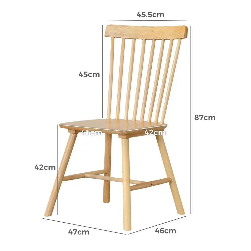 Furb 2x Dining Chairs Minimalist Vertical Back Chair Wooden Accent Chair Oak