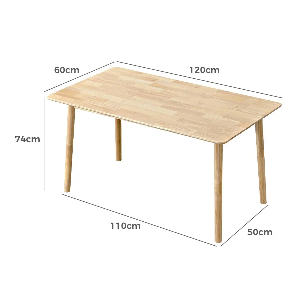 Furb Dining Table Wooden Frame Rectangle Kitchen Modern Natural Oak 120x60cm