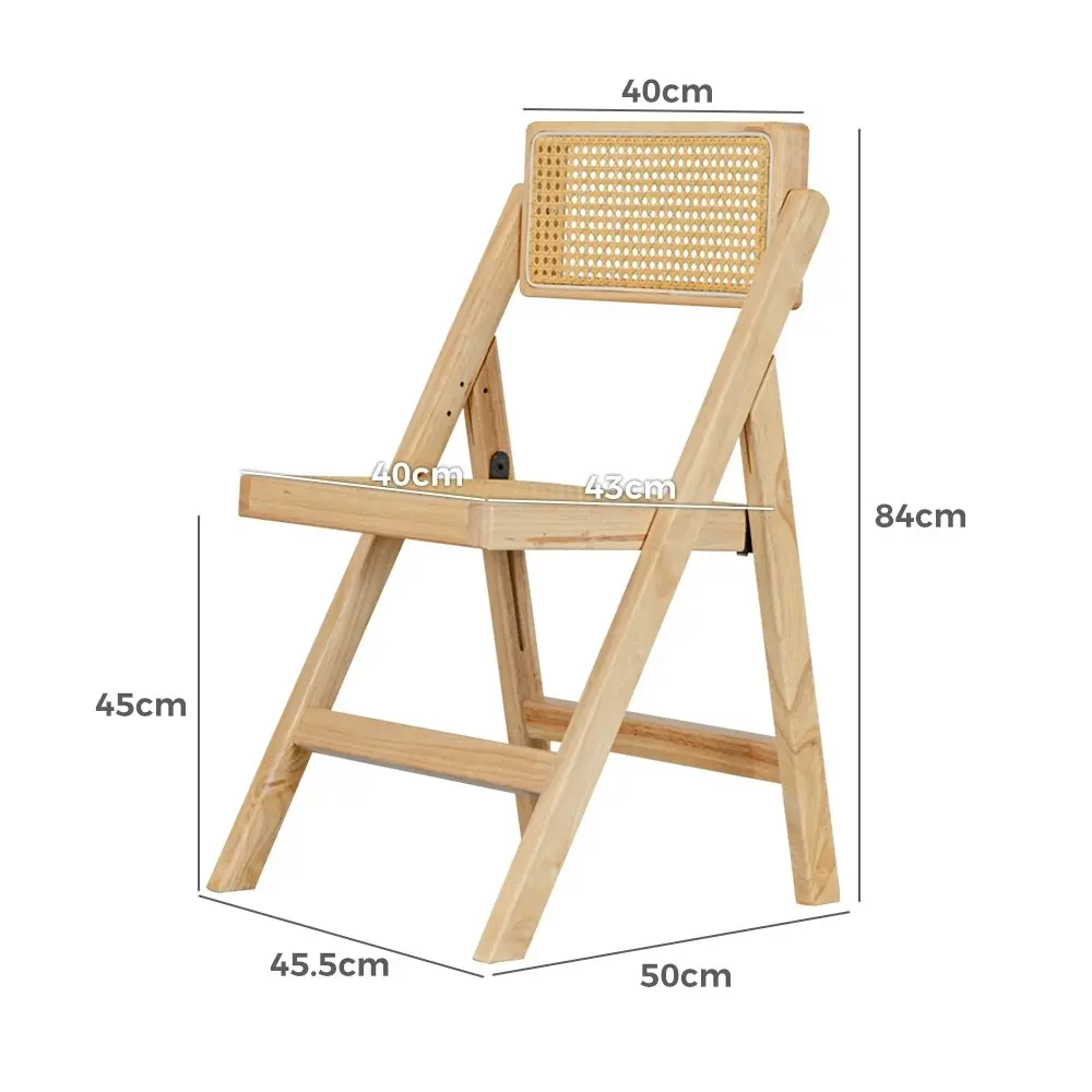 Furb 2x Dining Chairs Rattan Chair Foldable Wooden Accent Chair Kitchen Oak