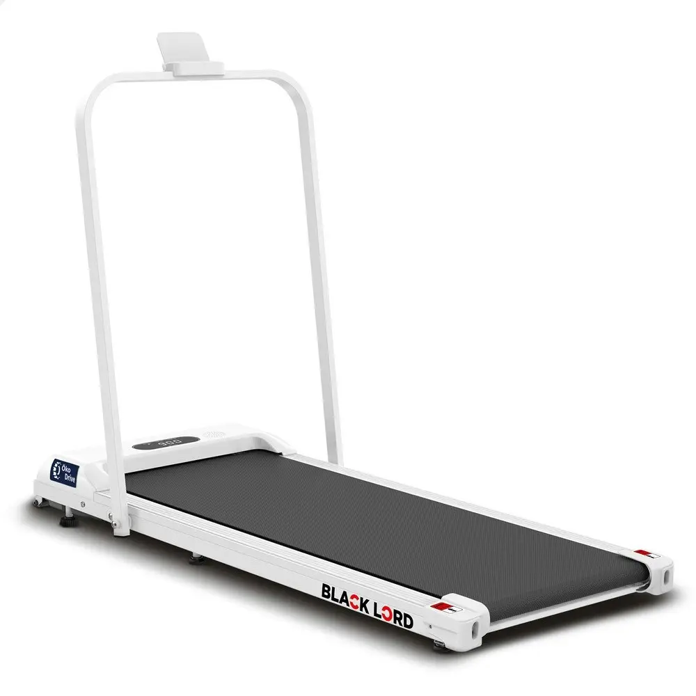 Black Lord Treadmill Electric Walking Pad Home Fitness Foldable White w/ Smart Watch