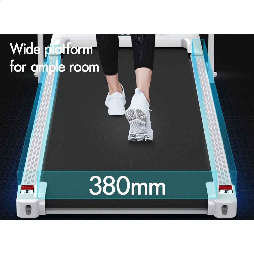 Black Lord Treadmill Electric Walking Pad Home Fitness Foldable White w/ Smart Watch