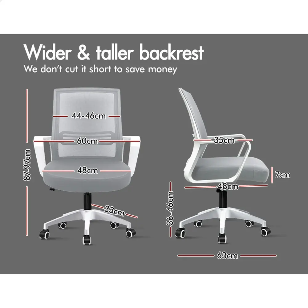 Alfordson Mesh Mid Back Office Chair White Grey