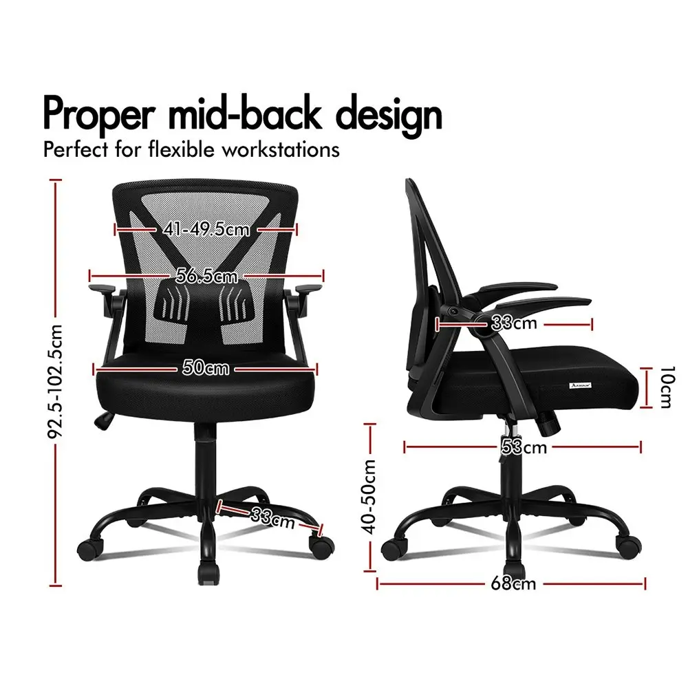 Alfordson Tilt Adjustable Mid Back Mesh Office Chair All Black