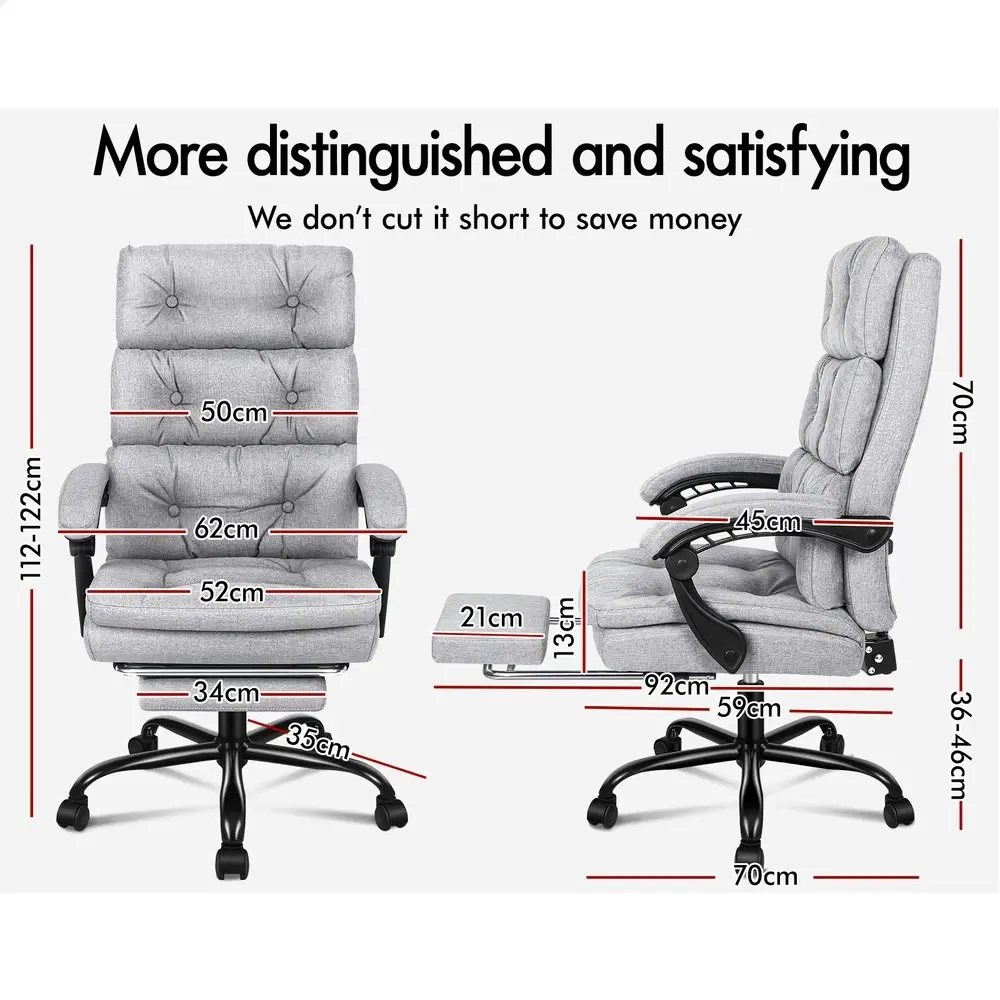 Alfordson Office Chair Executive Fabric Seat Palmer Grey