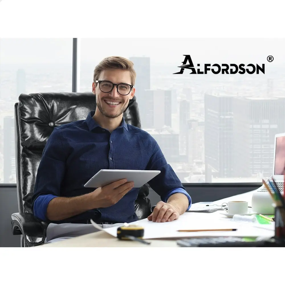 Alfordson Office Chair Executive PU Leather Palmer Glossy Black