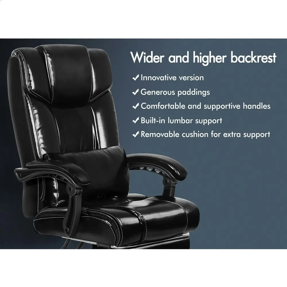 Alfordson Office Chair Executive PU Leather Boss Glossy Black