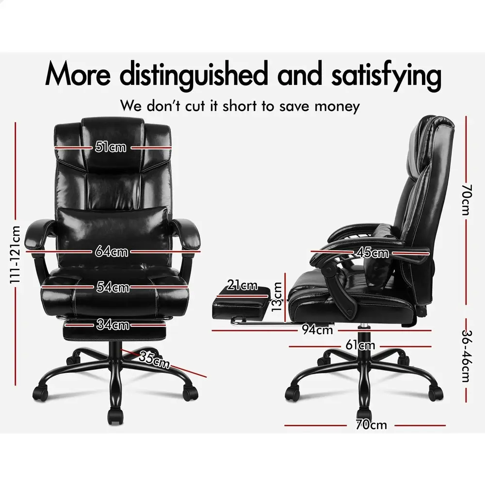 Alfordson Office Chair Executive PU Leather Boss Glossy Black