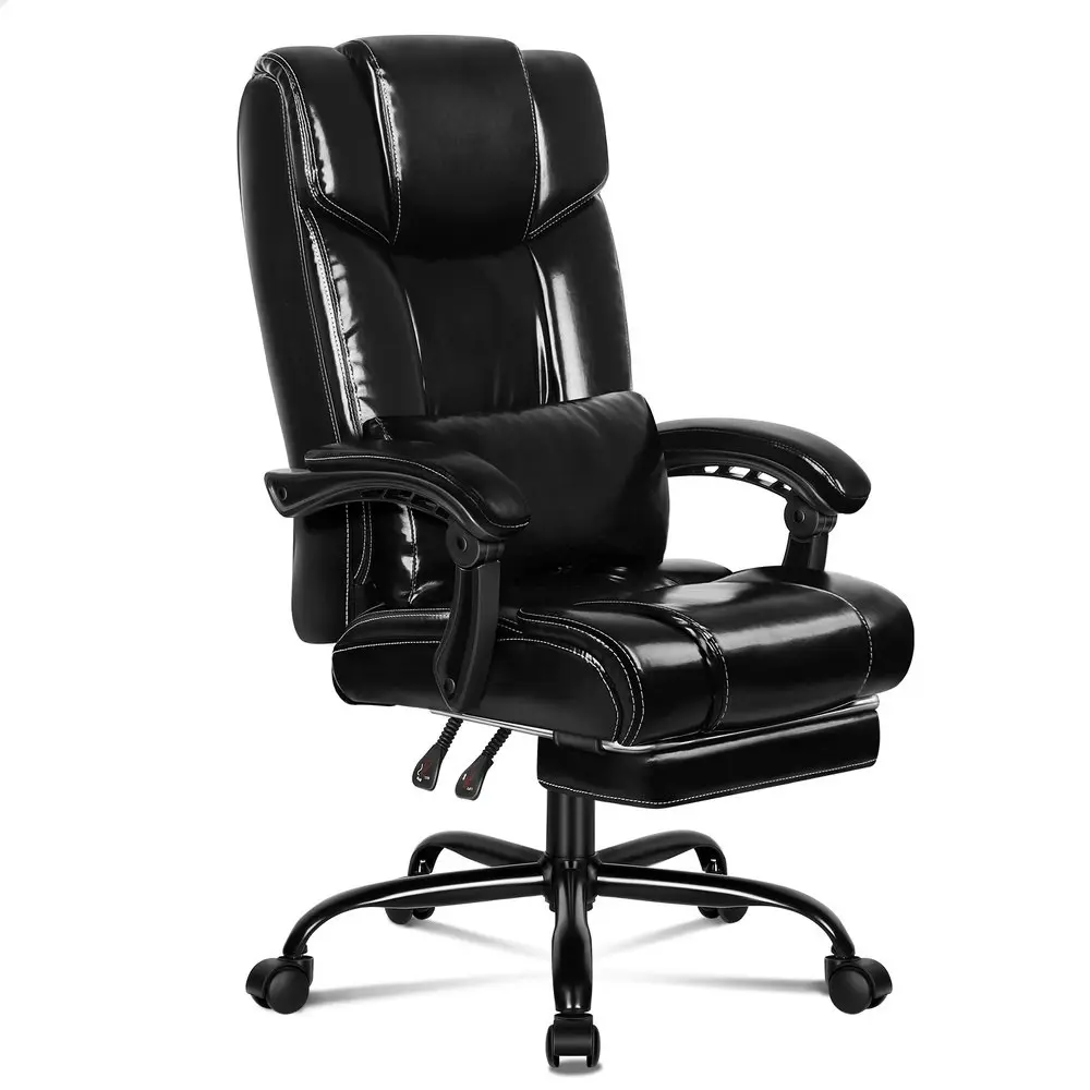 Alfordson Office Chair Executive PU Leather Boss Glossy Black