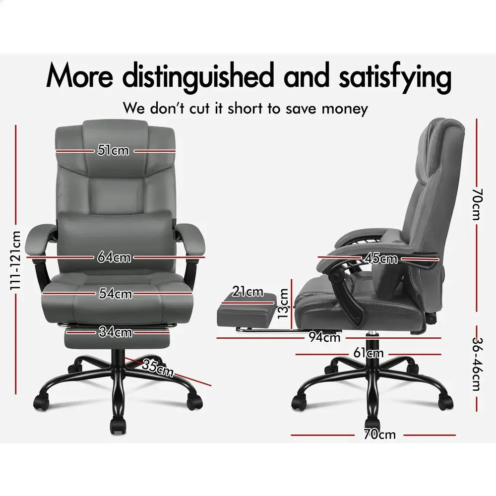 Alfordson Office Chair Executive PU Leather Boss Grey