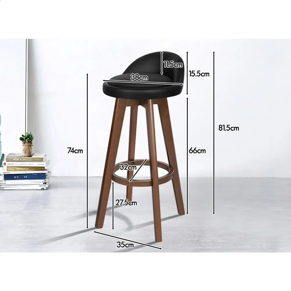 Alfordson Bar Stools Wooden Black Brown X4