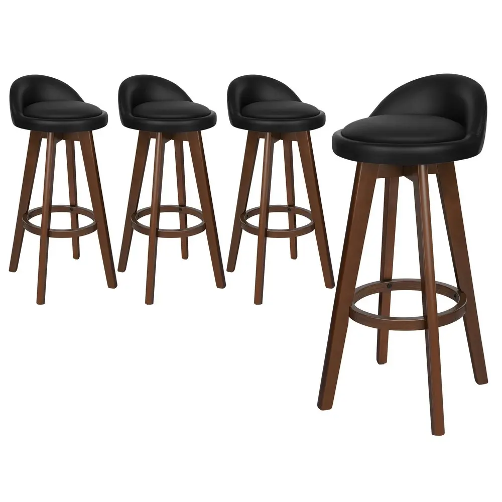 Alfordson Bar Stools Wooden Black Brown X4