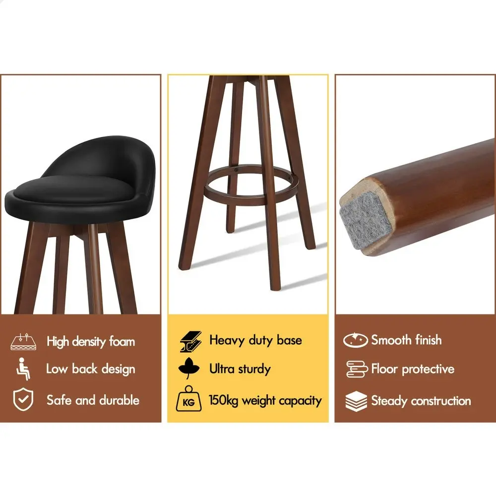 Alfordson Bar Stools Wooden Black Brown X4