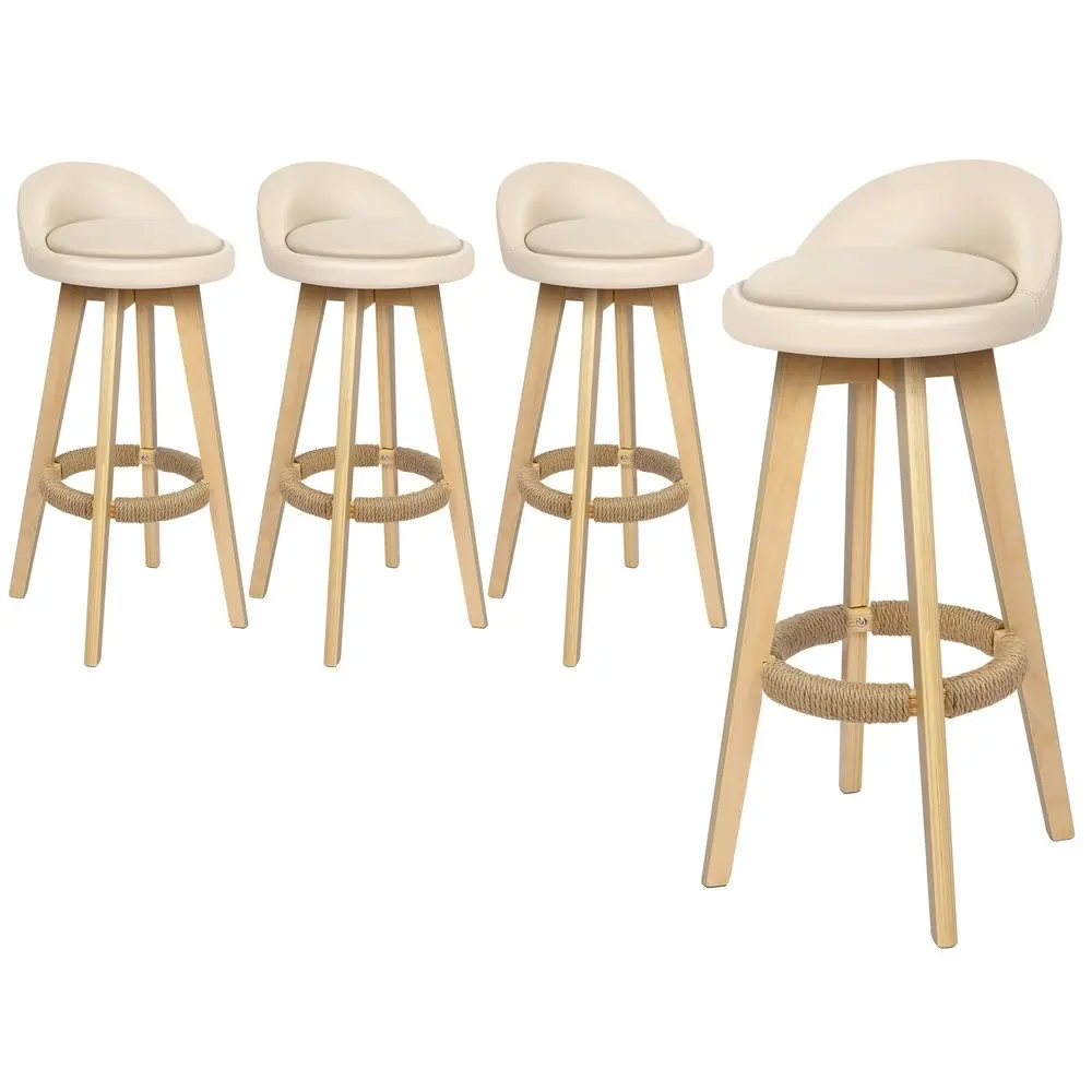 Alfordson Bar Stools Wooden Beige X4