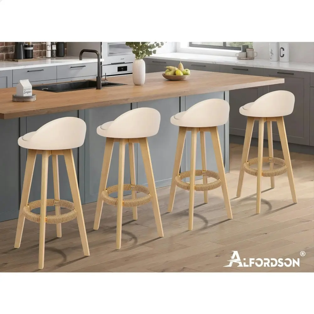 Alfordson Bar Stools Wooden Beige X4