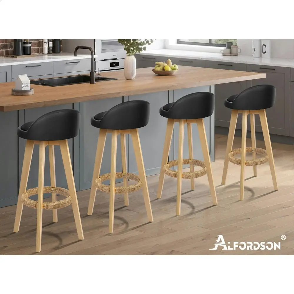 Alfordson Bar Stools Wooden Black X4