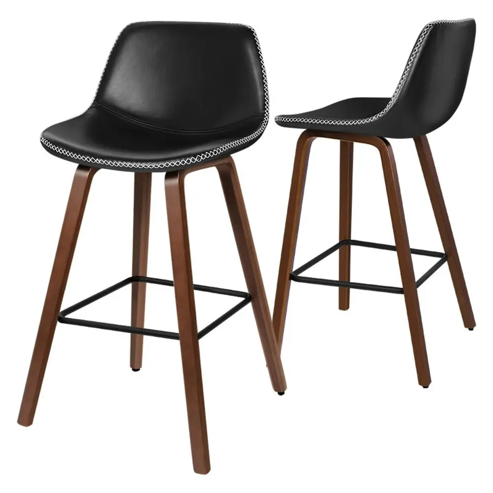 Alfordson Bar Stools Embellished Stitching Black Noah X2