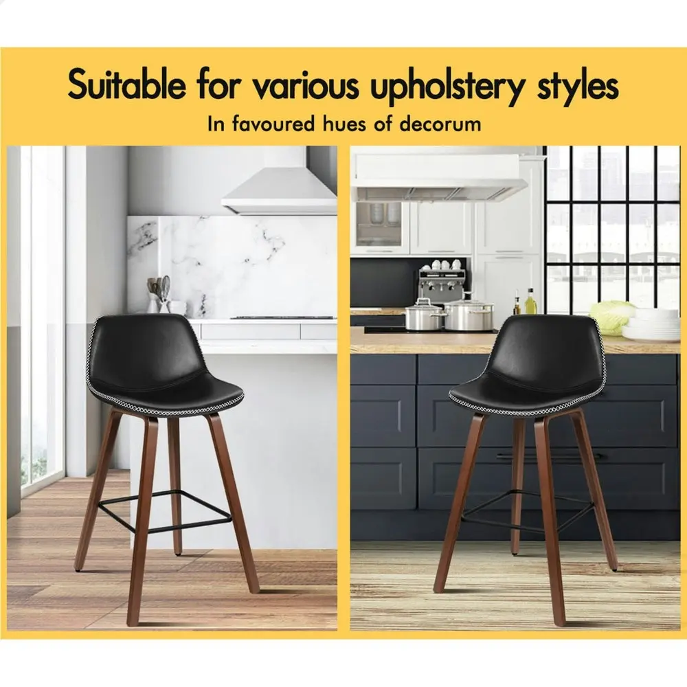 Alfordson Bar Stools Embellished Stitching Black Noah X2