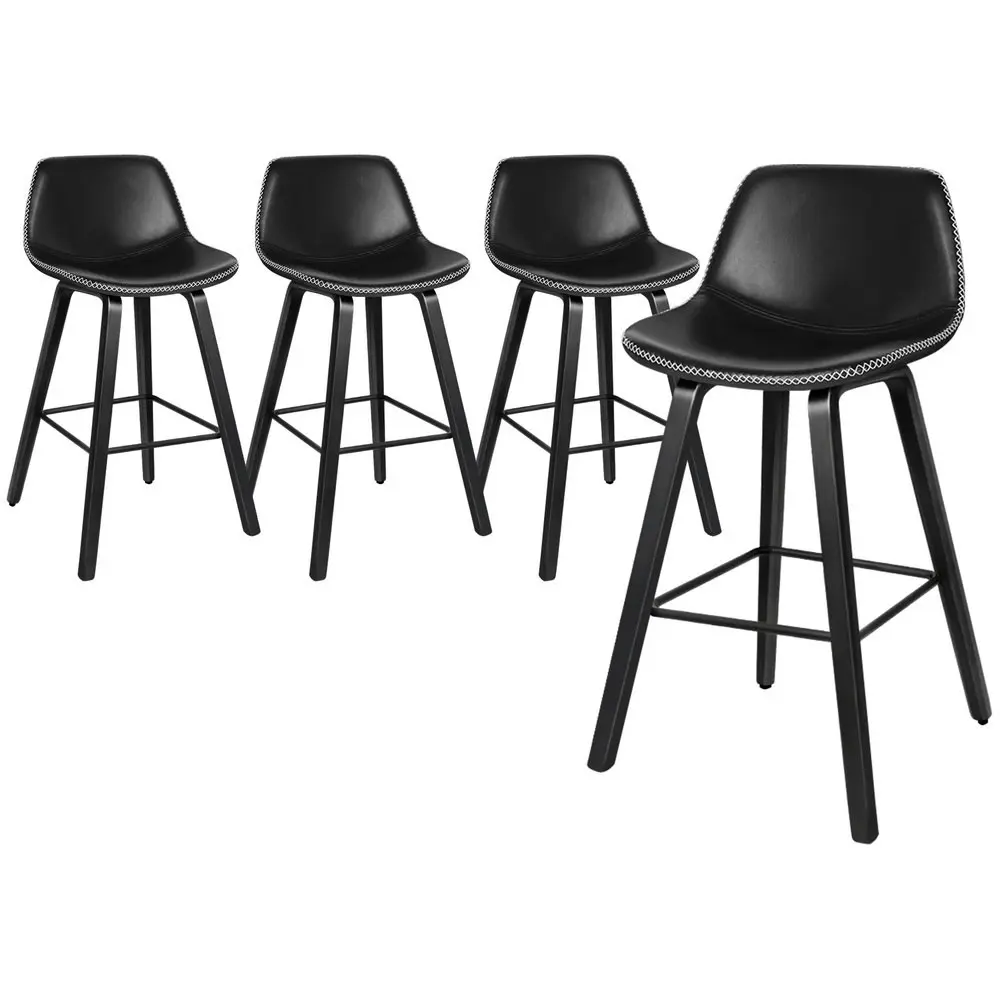 Alfordson Bar Stools Embellished Stitching All Black Noah X4