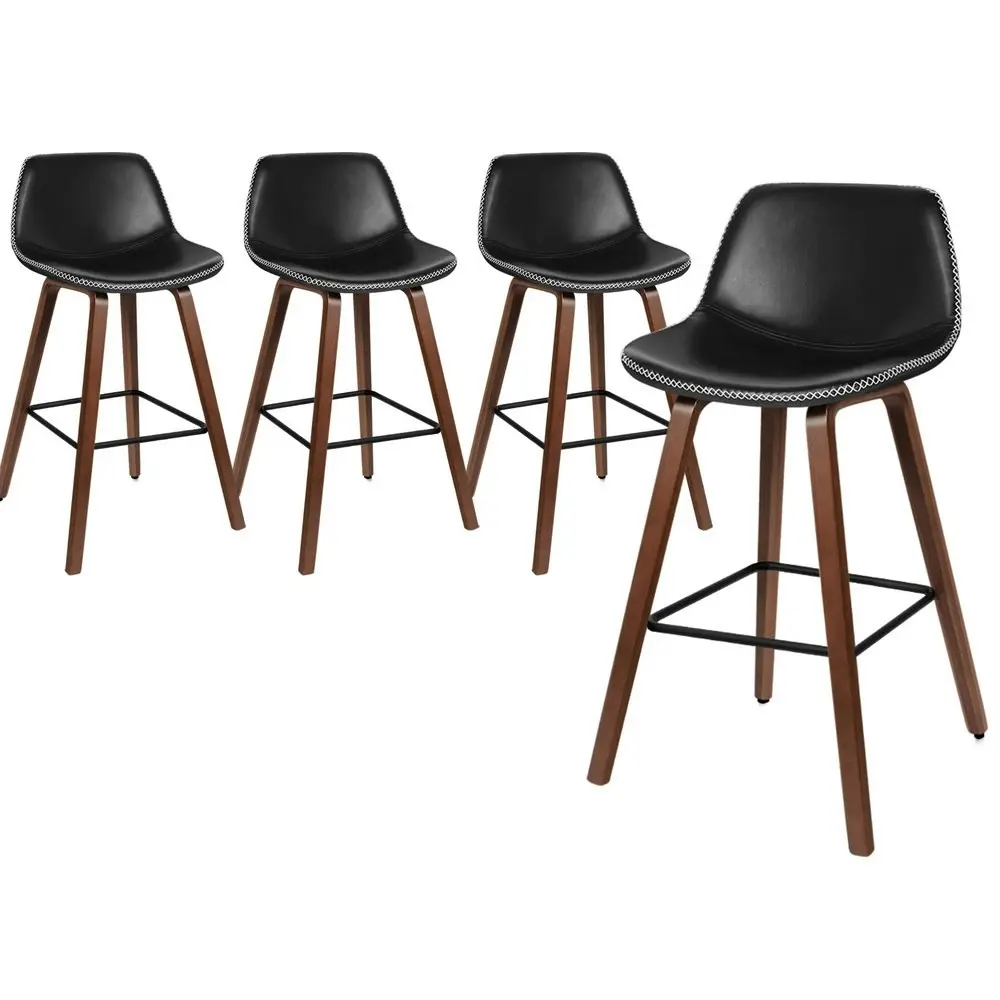 Alfordson Bar Stools Embellished Stitching Black Noah X4