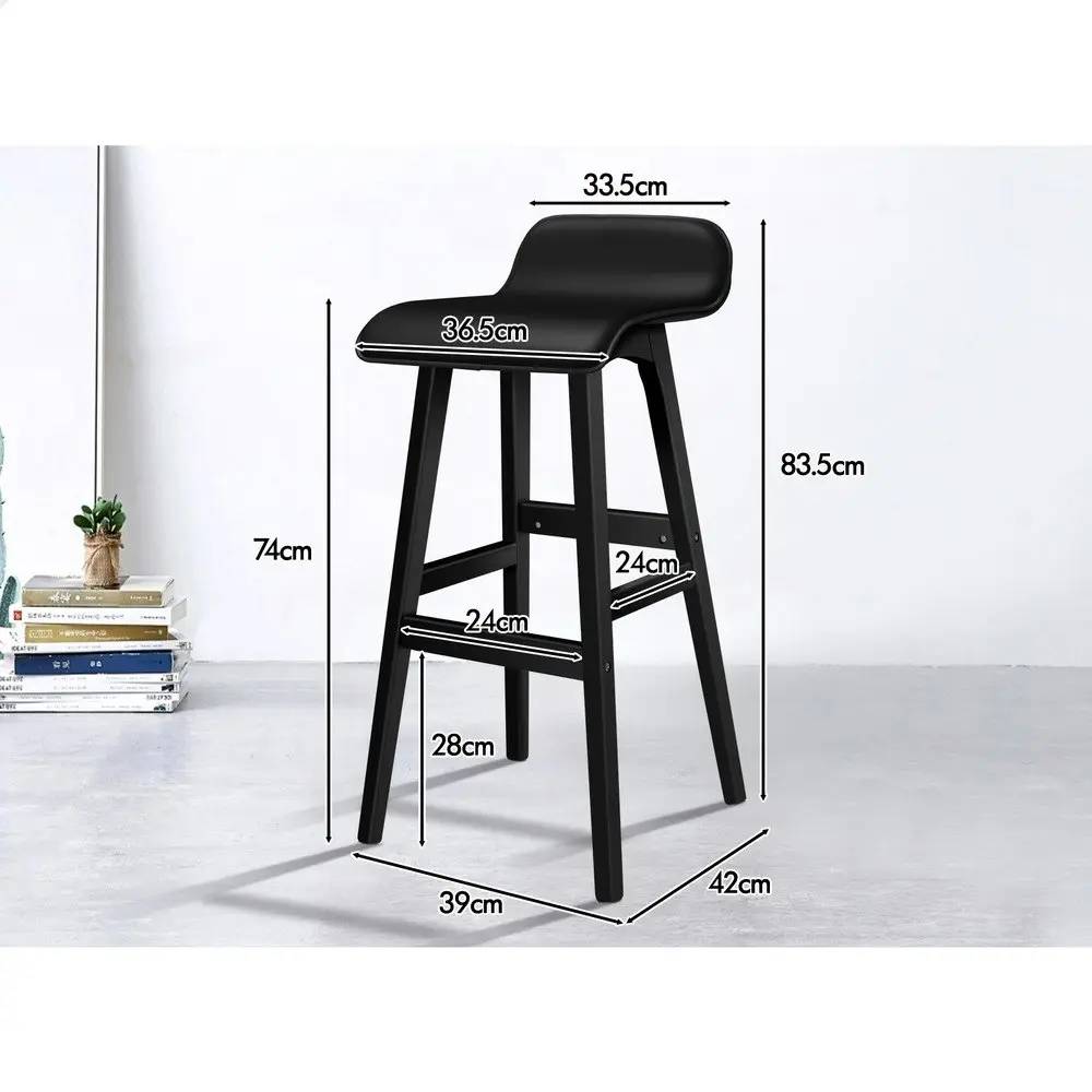 Alfordson Bar Stools Wooden All Black X2