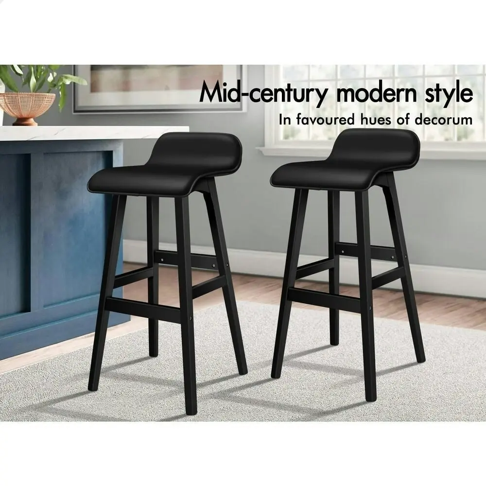 Alfordson Bar Stools Wooden All Black X2