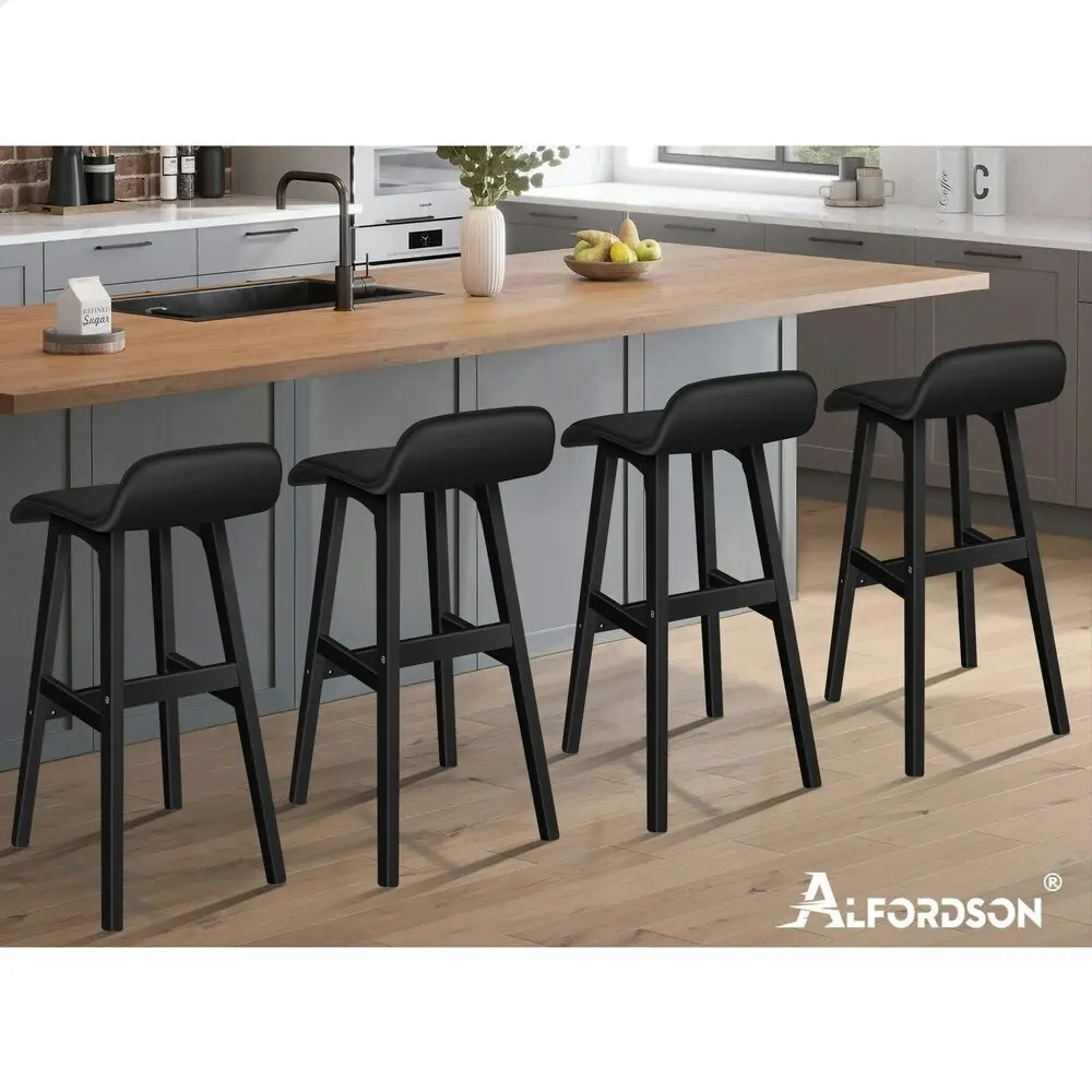 Alfordson Bar Stools Wooden All Black X2