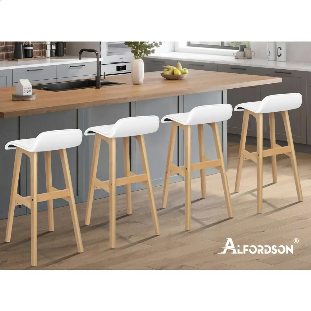 Alfordson Bar Stools Wooden White X2