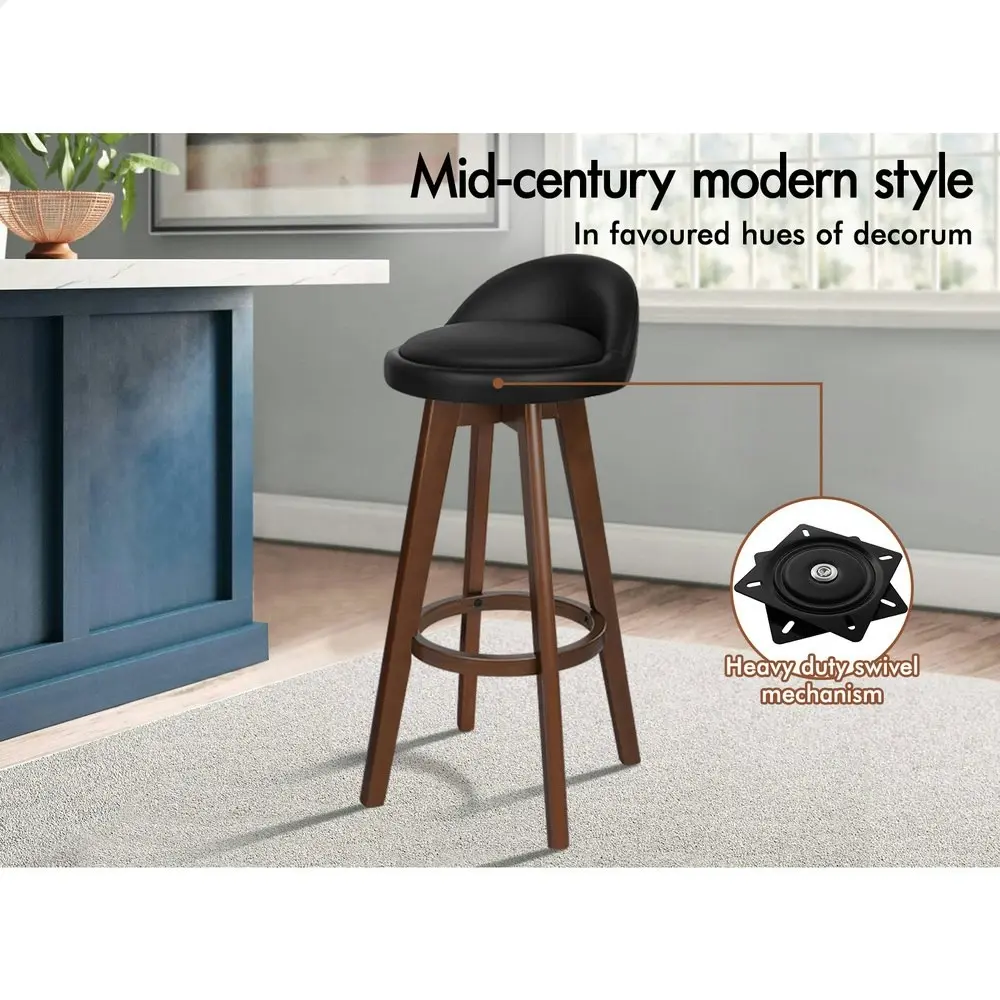 Alfordson Bar Stools Wooden Black Brown X2