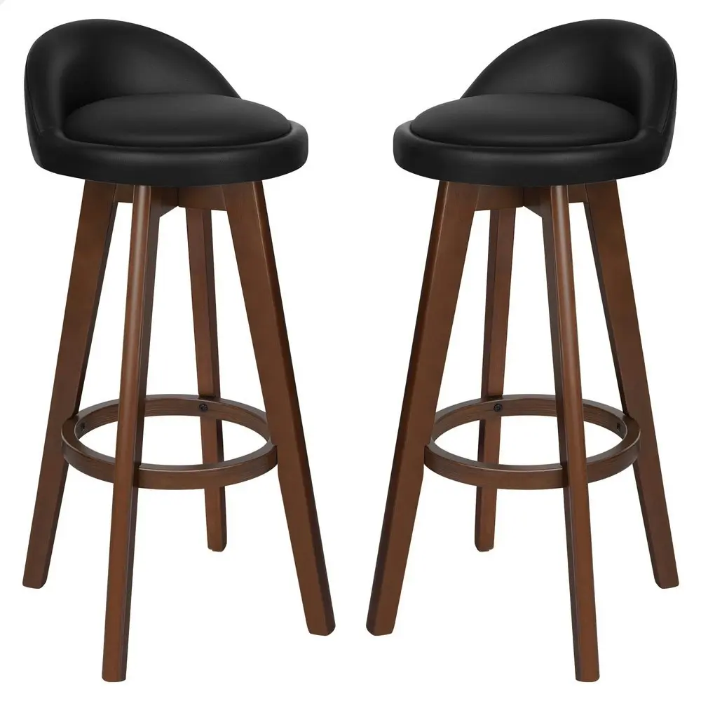 Alfordson Bar Stools Wooden Black Brown X2