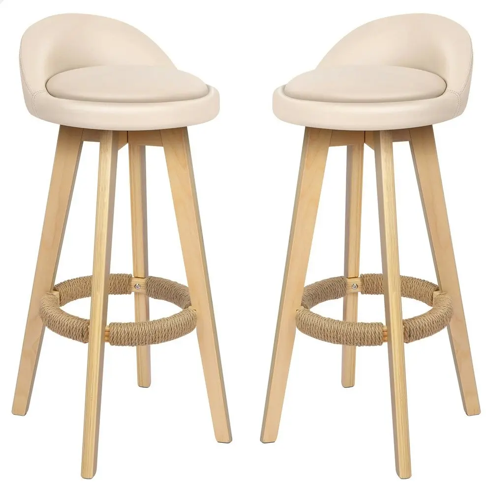 Alfordson Bar Stools Wooden Beige X2