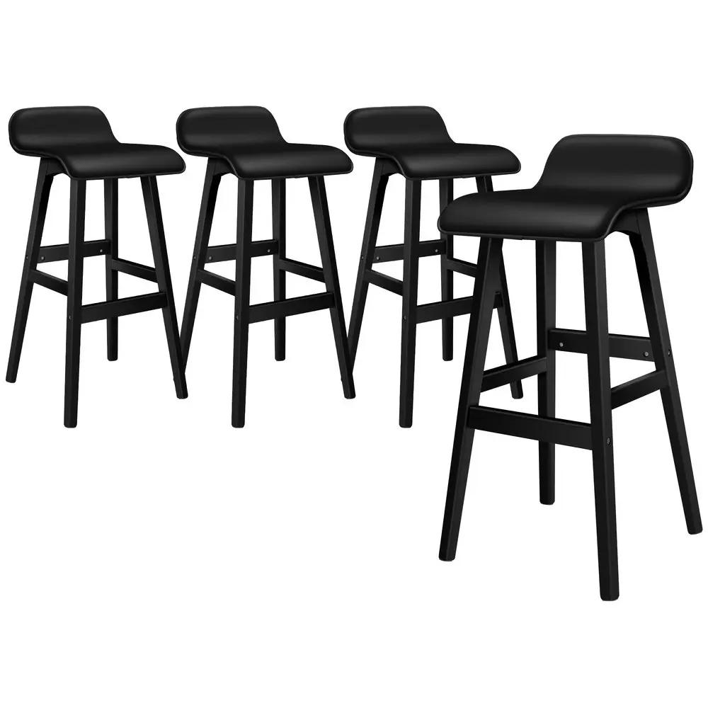 Alfordson Bar Stools Wooden All Black X4