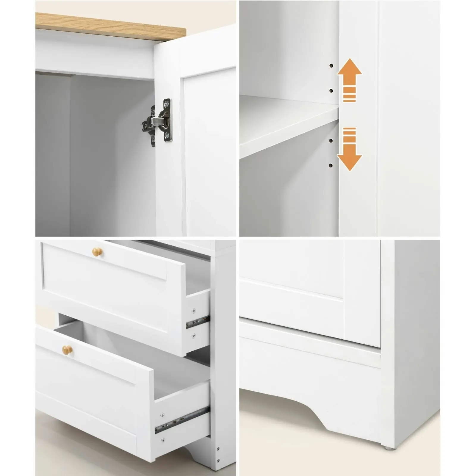 Oikiture Buffet Sideboard Storage Cabinet Kitchen Cupboard Wardrobe Shelf Drawer