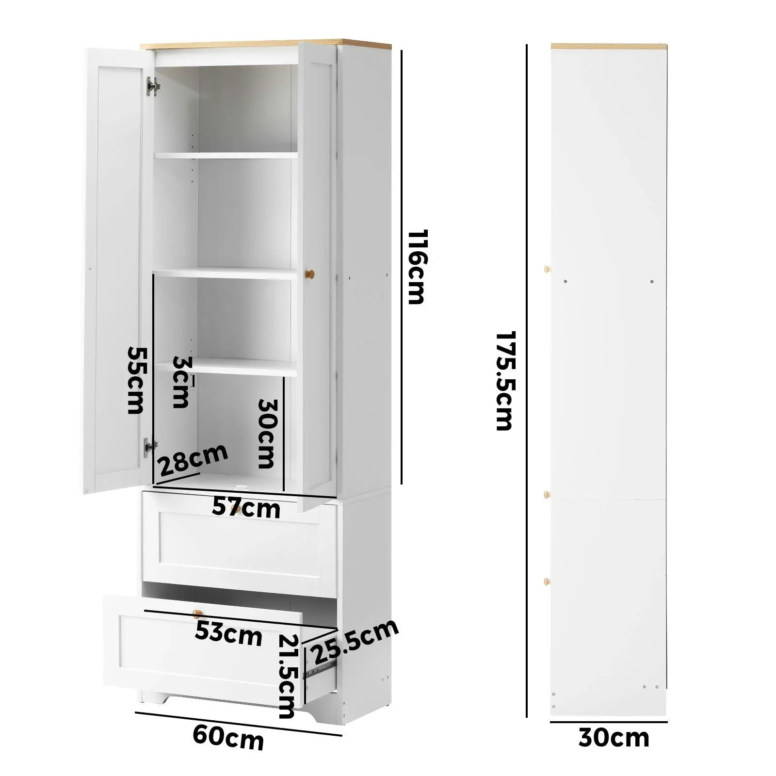 Oikiture Buffet Sideboard Storage Cabinet Kitchen Cupboard Wardrobe Shelf Drawer