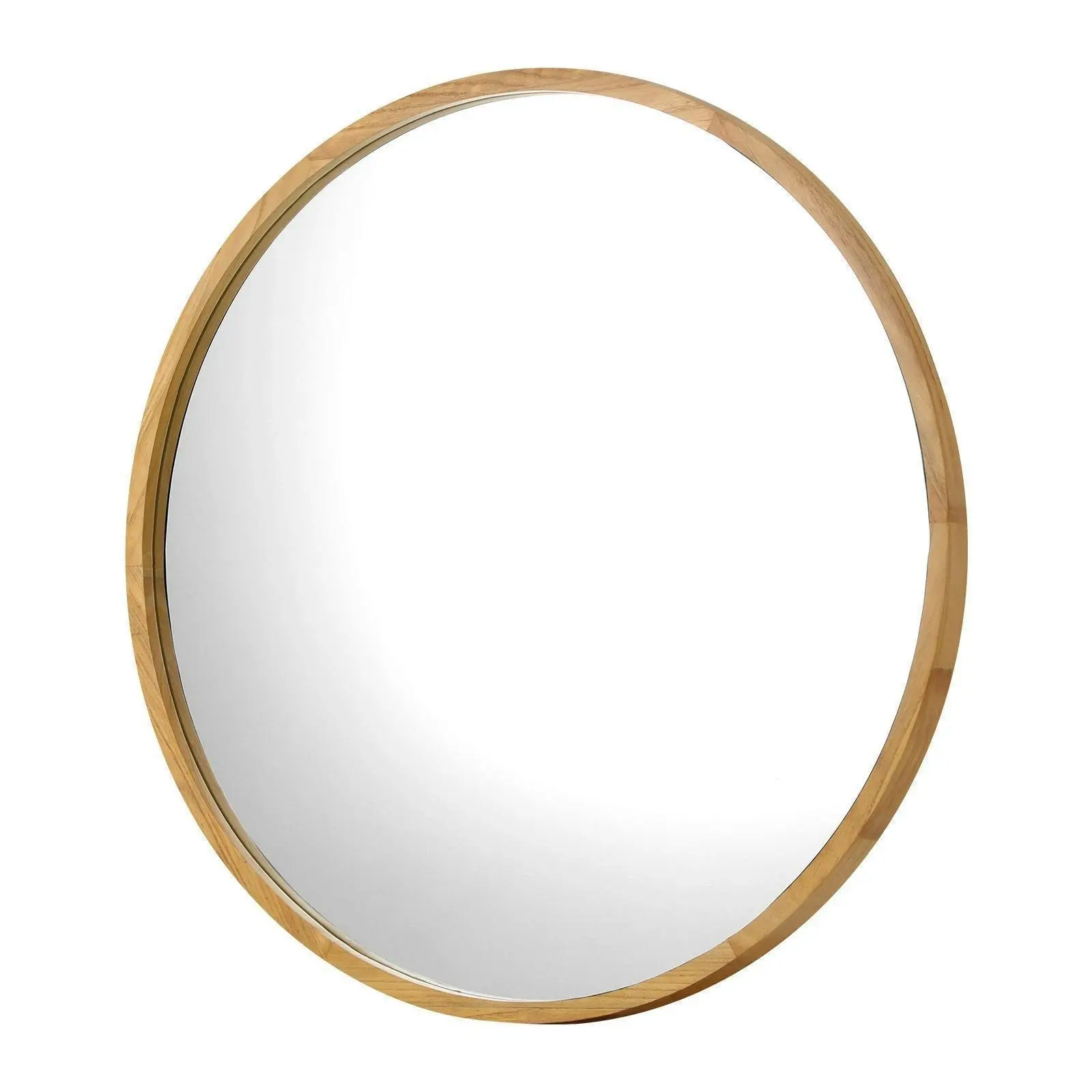 Oikiture 60cm Wall Mirrors Round Makeup Mirror Home Decor Wooden Dining Room