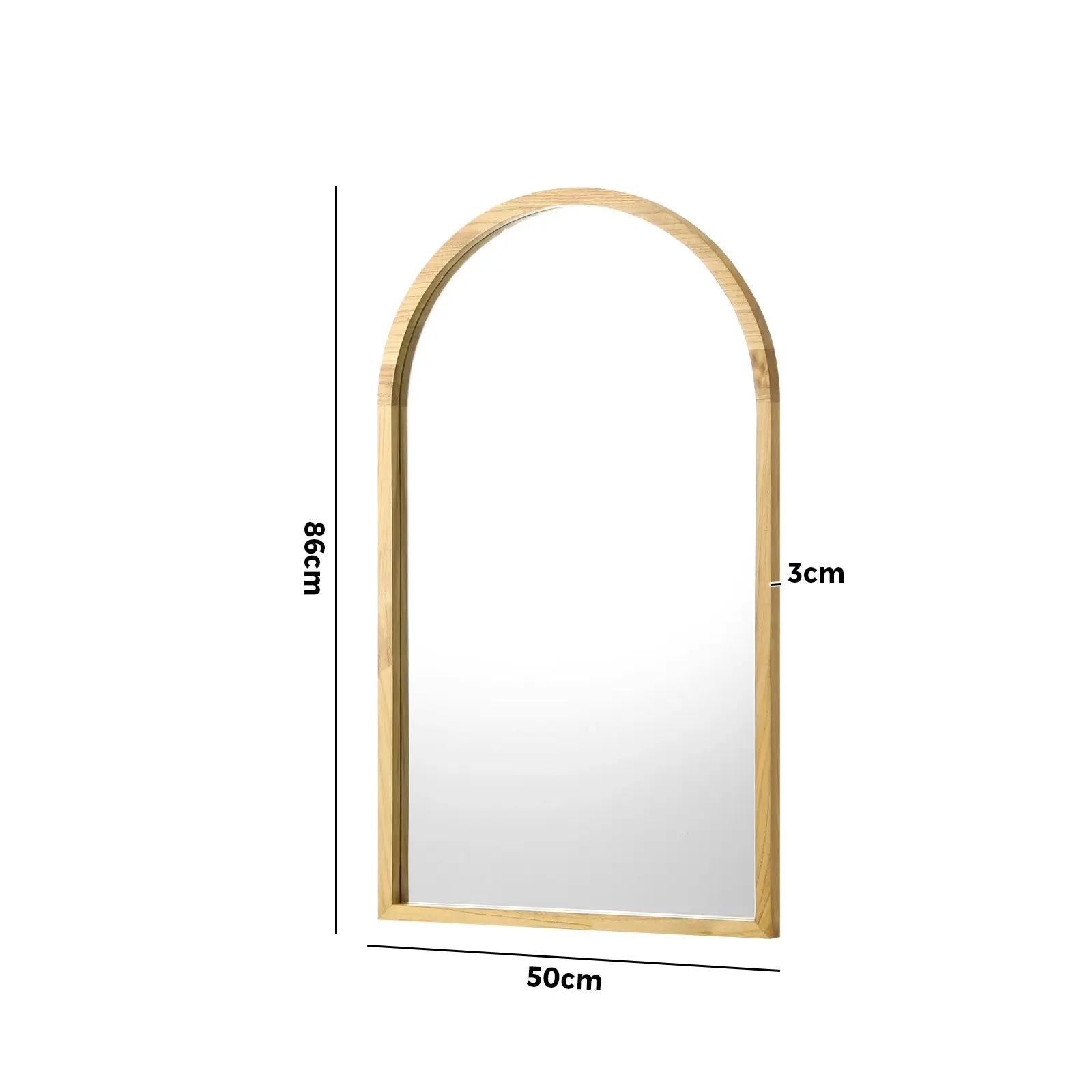 Oikiture Arched Wall Mirrors Vanity Home Decor Makeup Mirror 86x50cm Wooden