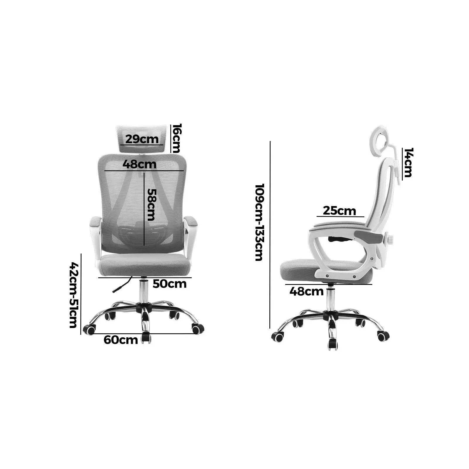 Oikiture Mesh Office Chair Adjustable Lumbar Support Reclining Computer White-Premium Edition