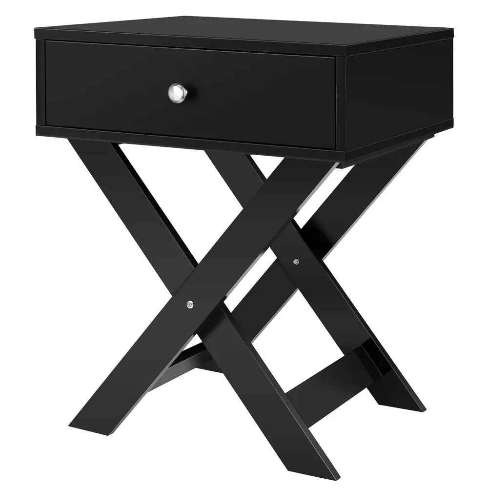 Alfordson 2x Bedside Table X-leg Black