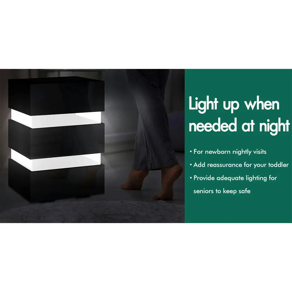 Alfordson Bedside Table RGB LED Black