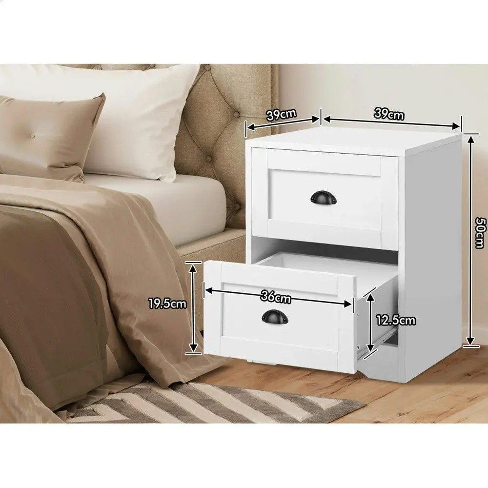 Alfordson Bedside Table Storage Hamptons White