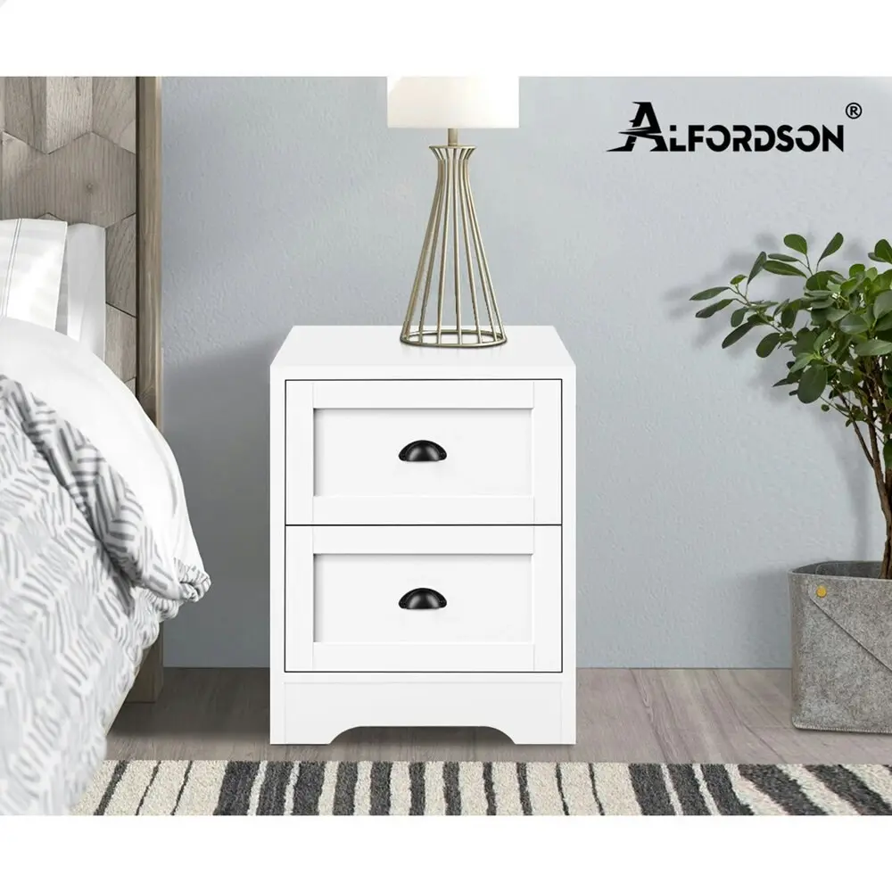 Alfordson Bedside Table Storage Hamptons White