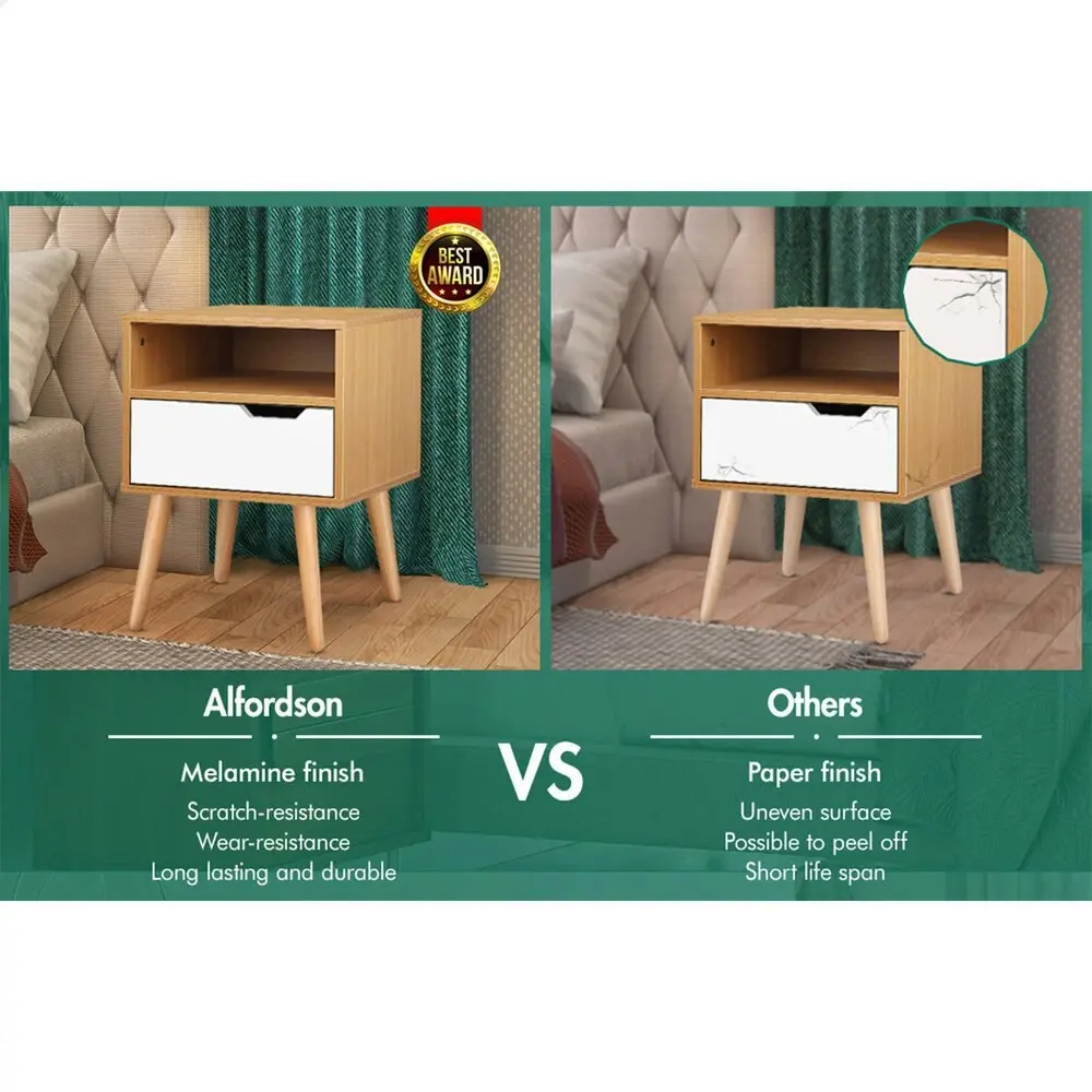 Alfordson Bedside Table Scandinavian Oak White