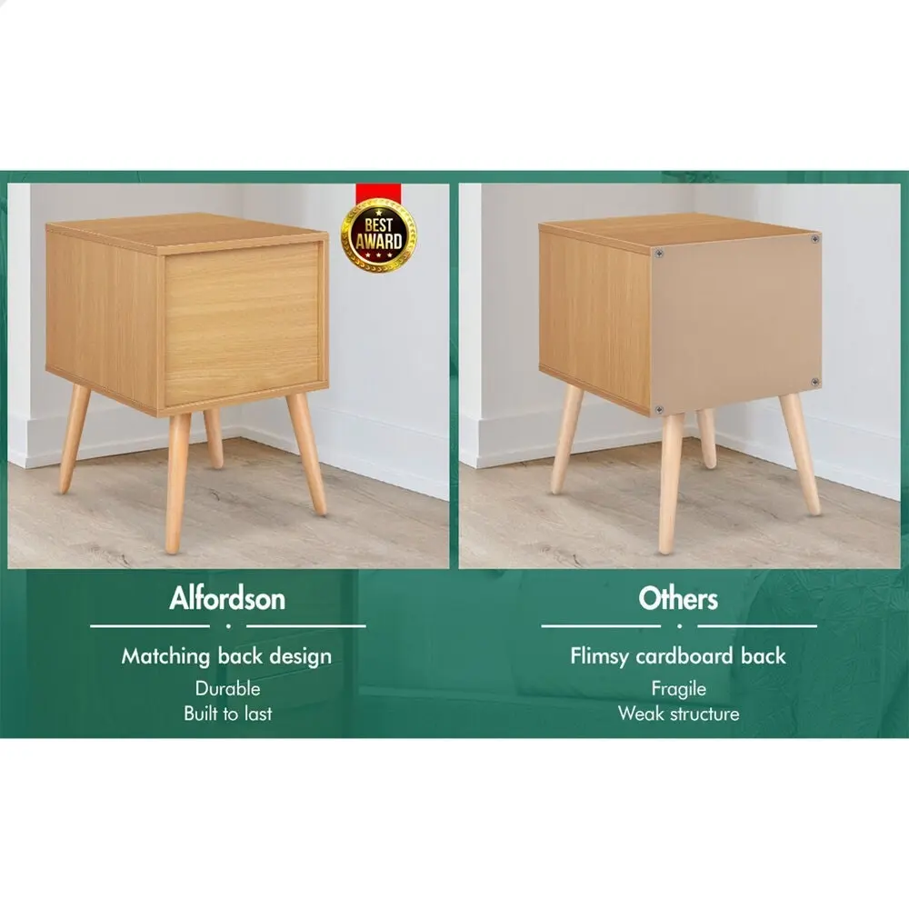 Alfordson Bedside Table Scandinavian Oak White