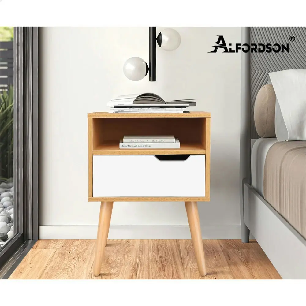 Alfordson Bedside Table Scandinavian Oak White