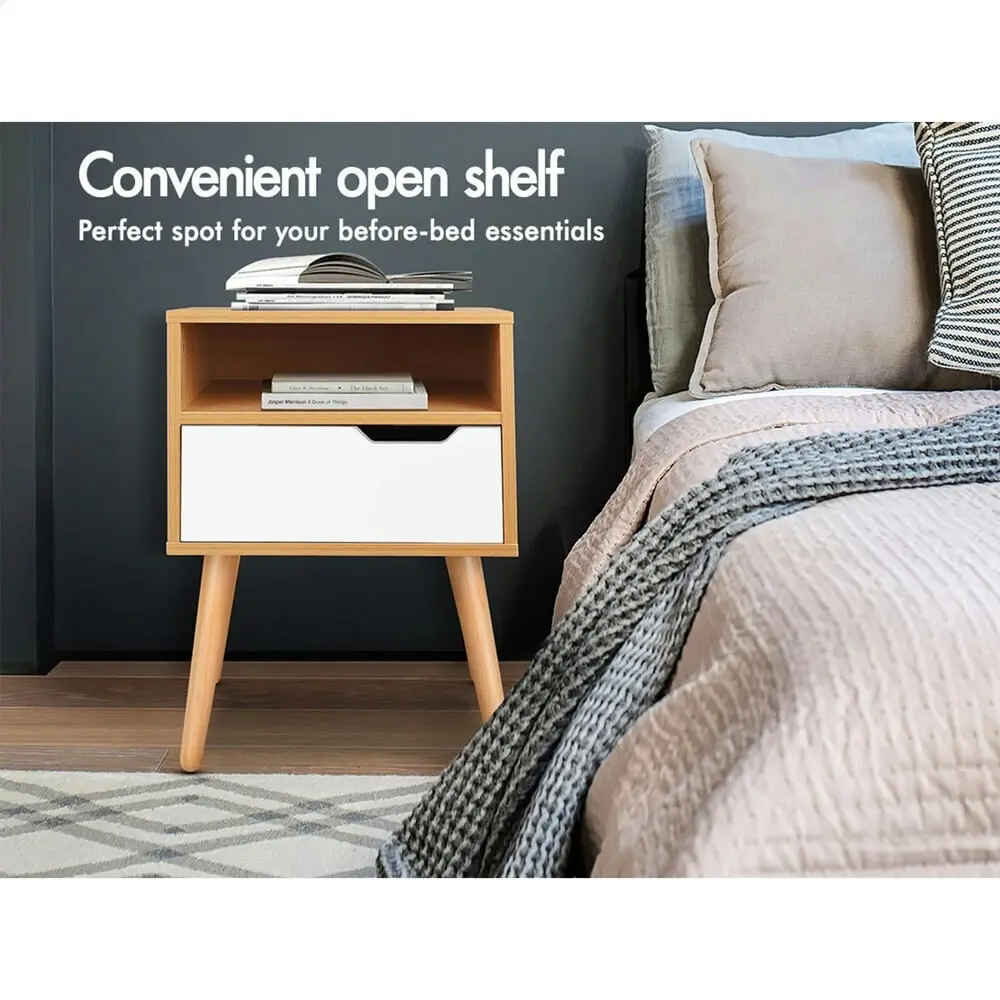 Alfordson Bedside Table Scandinavian Oak White