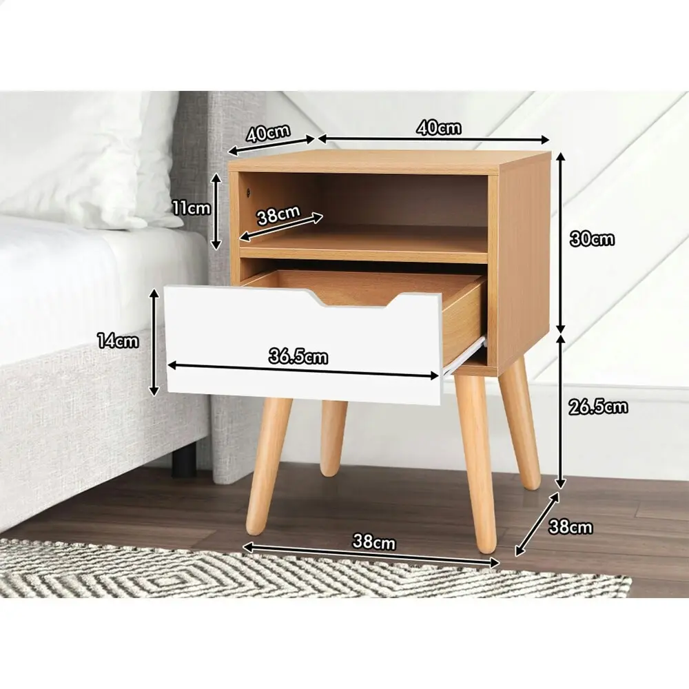 Alfordson Bedside Table Scandinavian Oak White