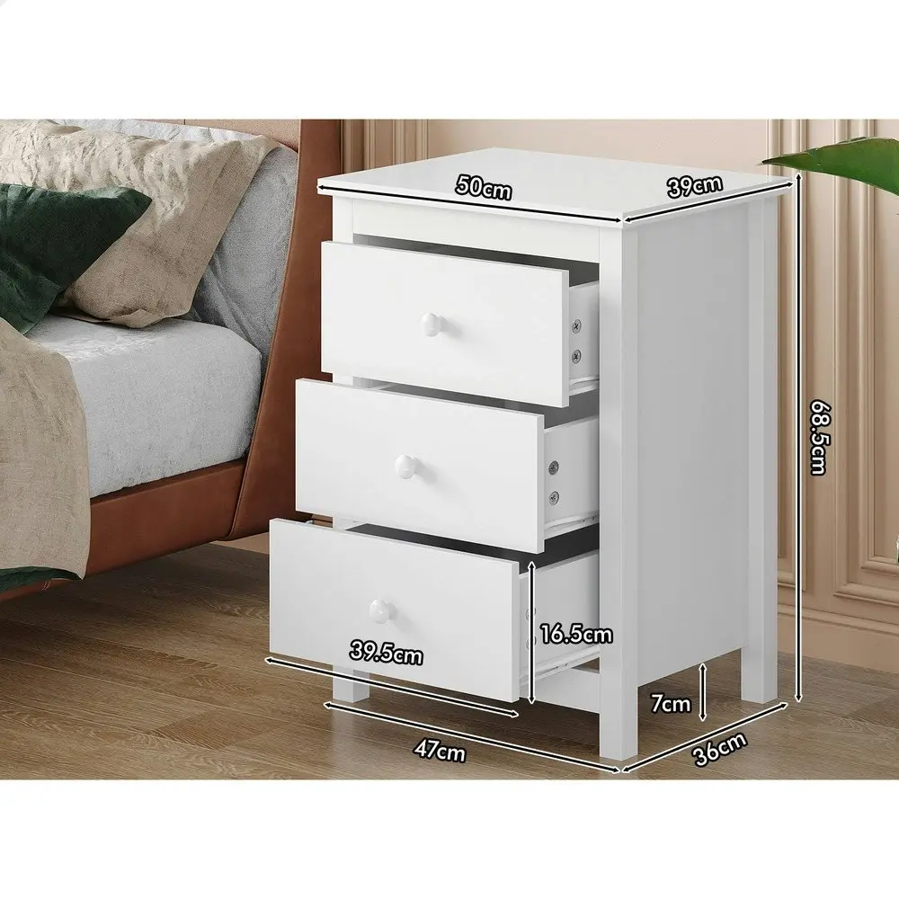 Alfordson Bedside Table Hamptons - White