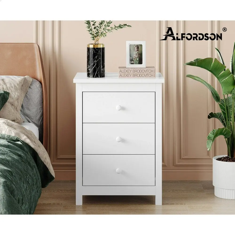 Alfordson Bedside Table Hamptons - White