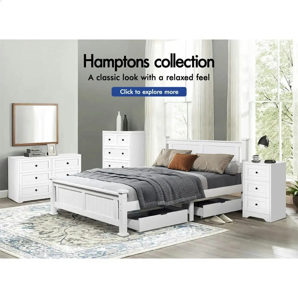 Alfordson Bedside Table Hamptons Drawer White