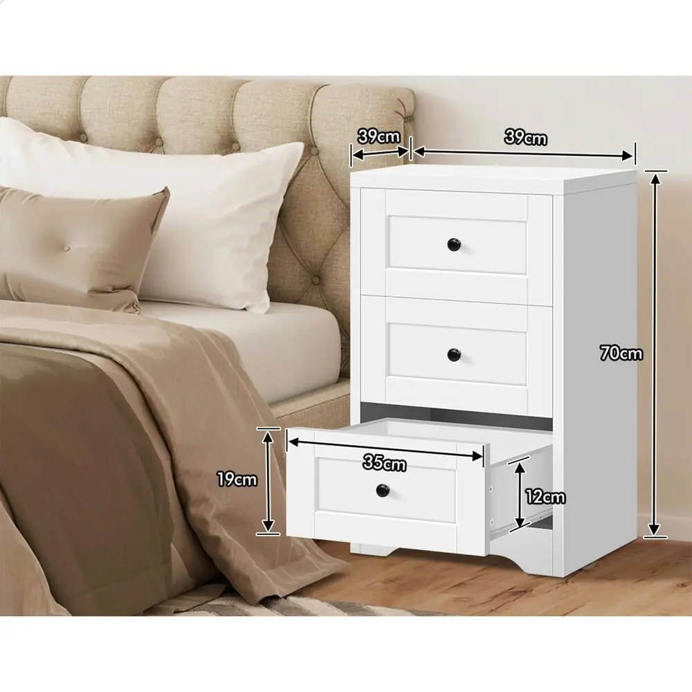 Alfordson Bedside Table Hamptons Drawer White